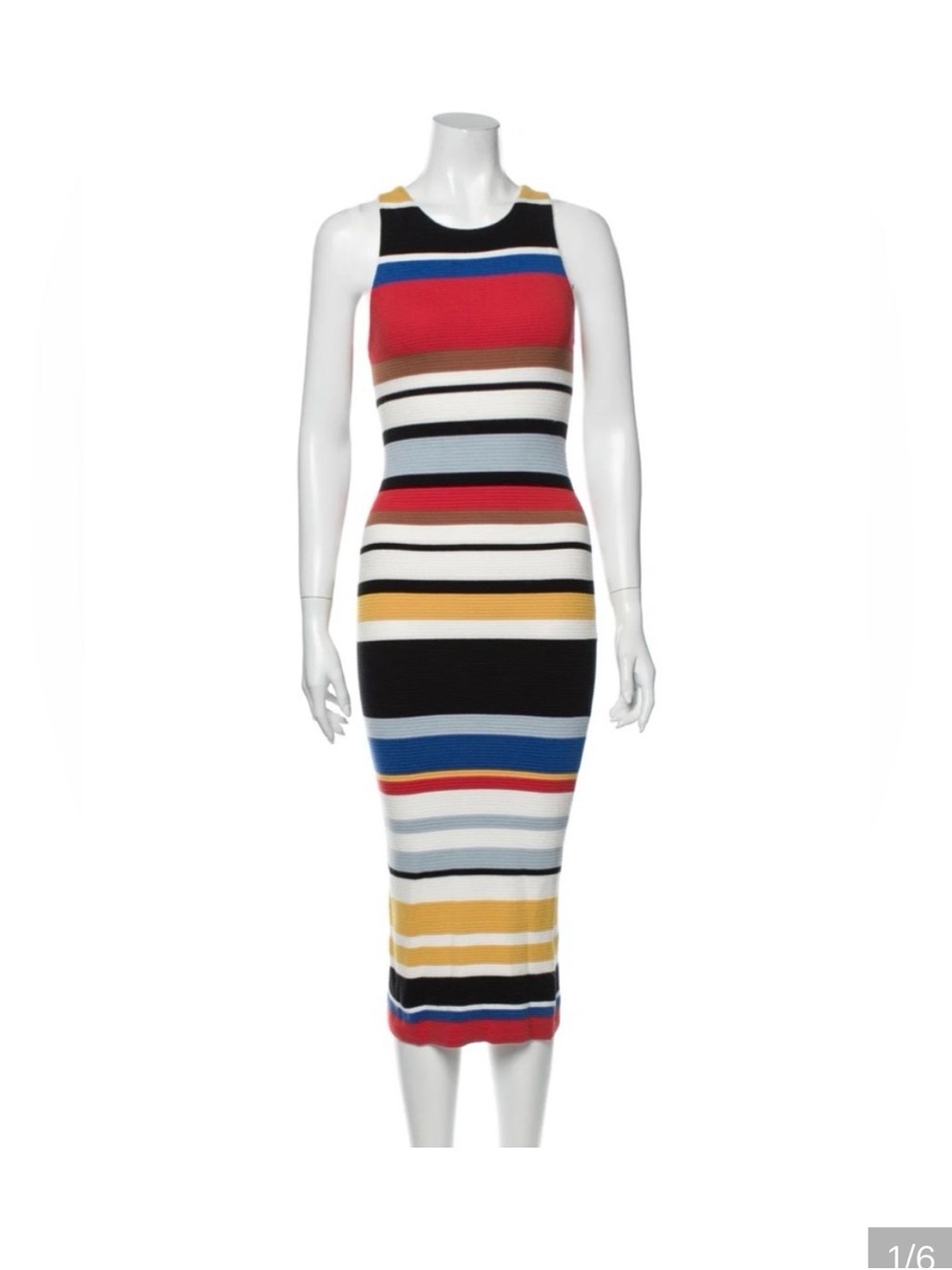 Sleeveless Multicolor Striped Midi Dress